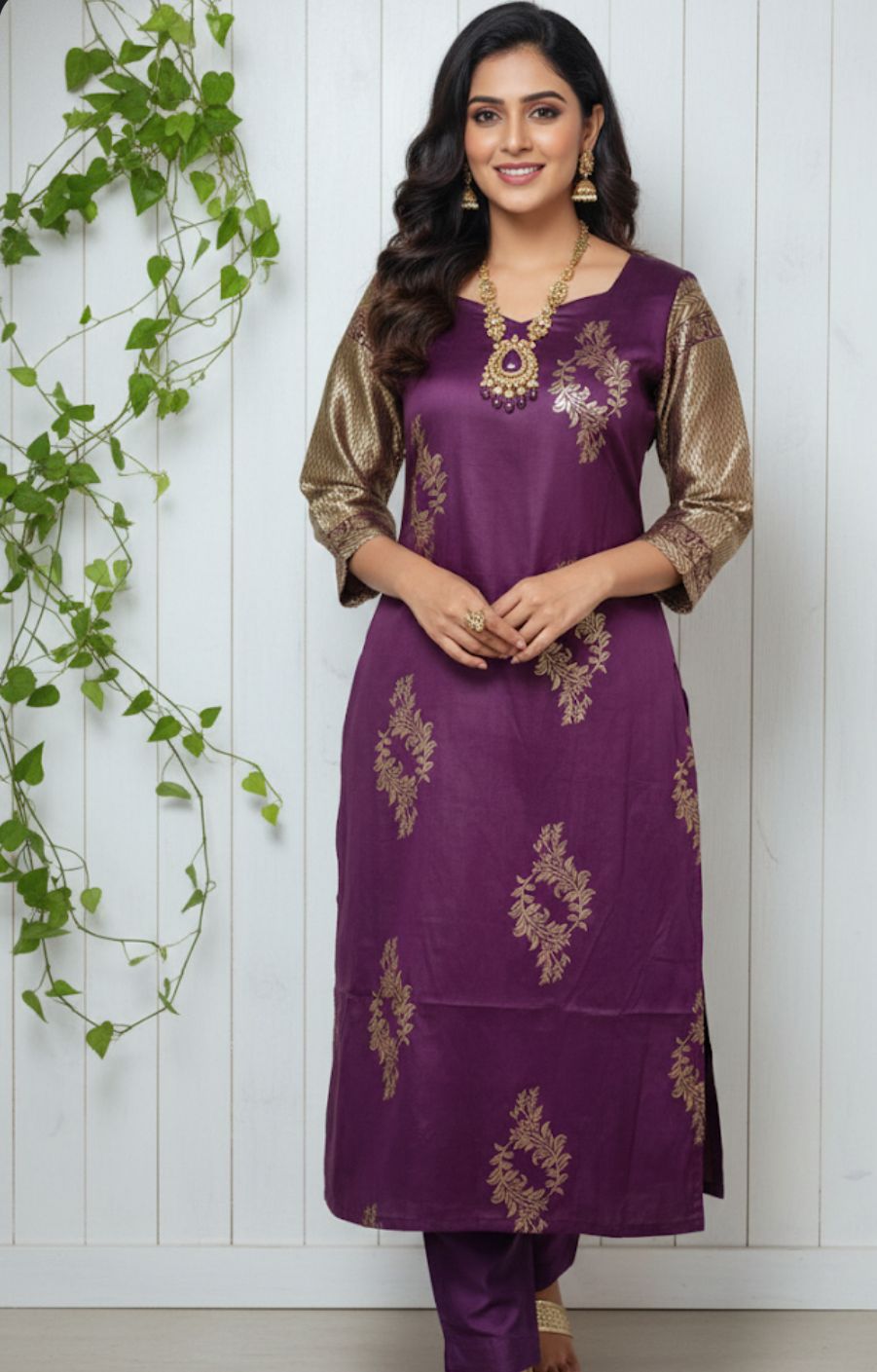 Royal Ethnic Silk Purple kurti