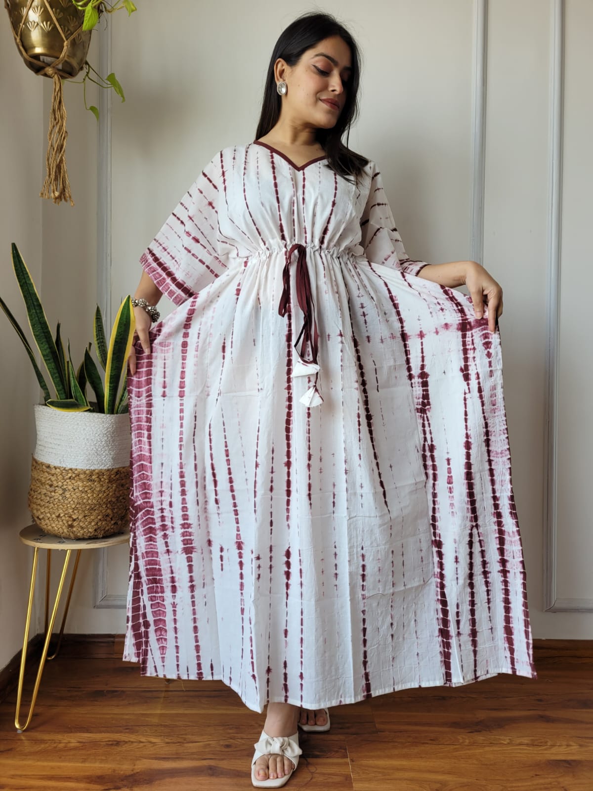 Hand Block Printed Kaftan - Earthy Floral