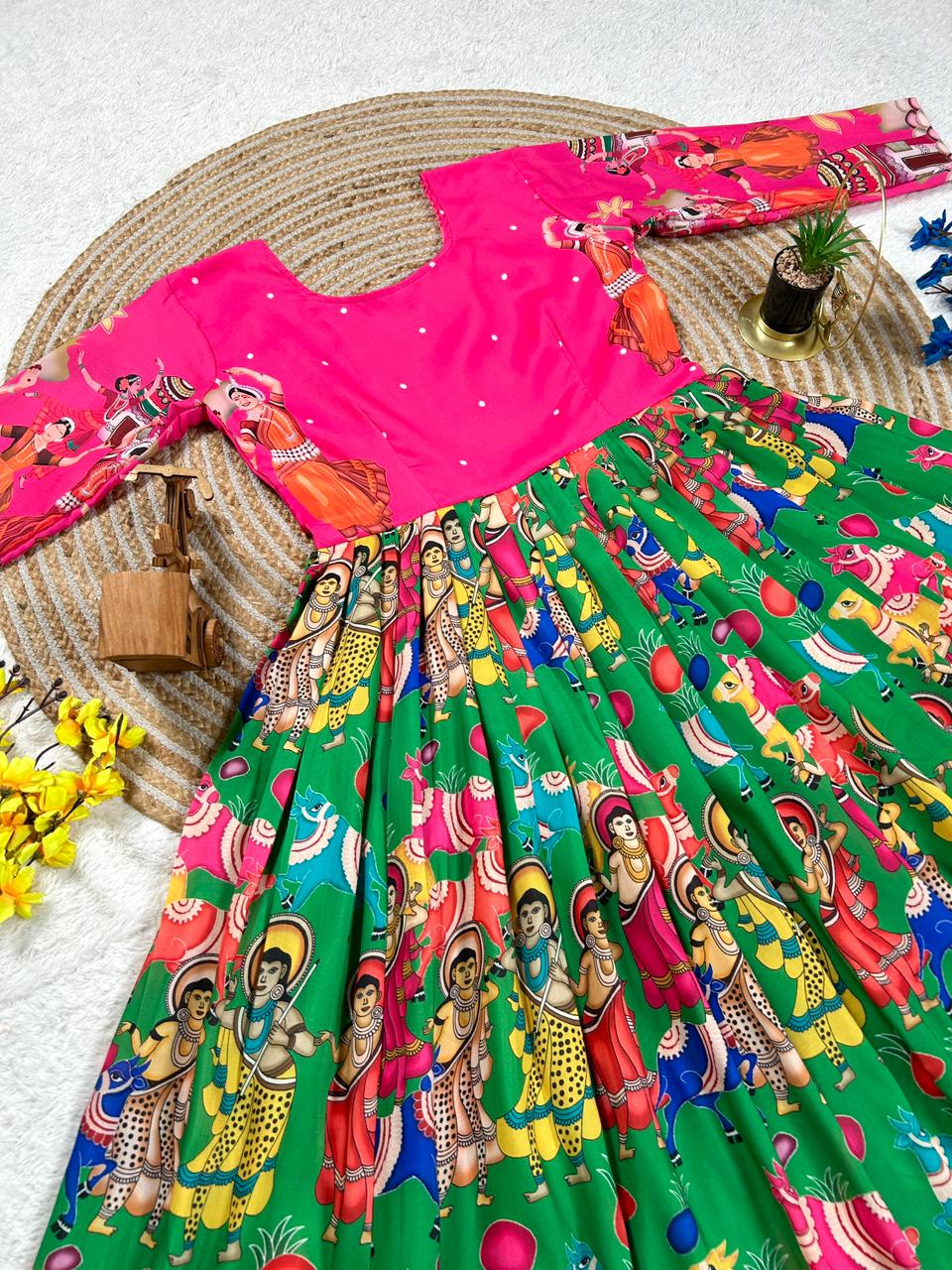 Pure Muslin Cotton Floral Digital Print Midi Gown