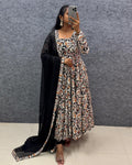 Pure Cotton Kalamkari Hand Block Print Anarkali Gown With Georgette Dupatta
