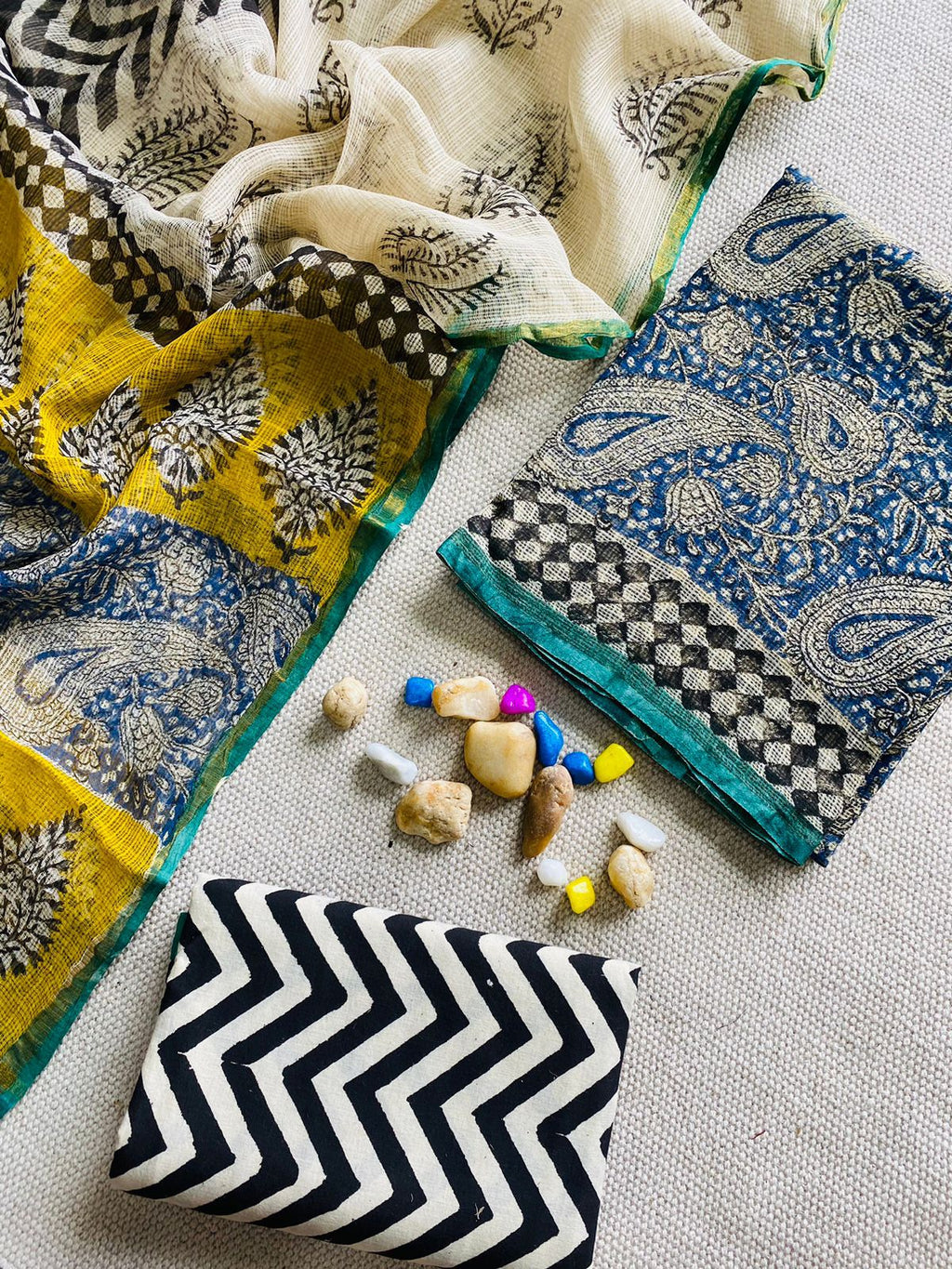 Handblock Printed Pure Kota Doria purple Suit Set