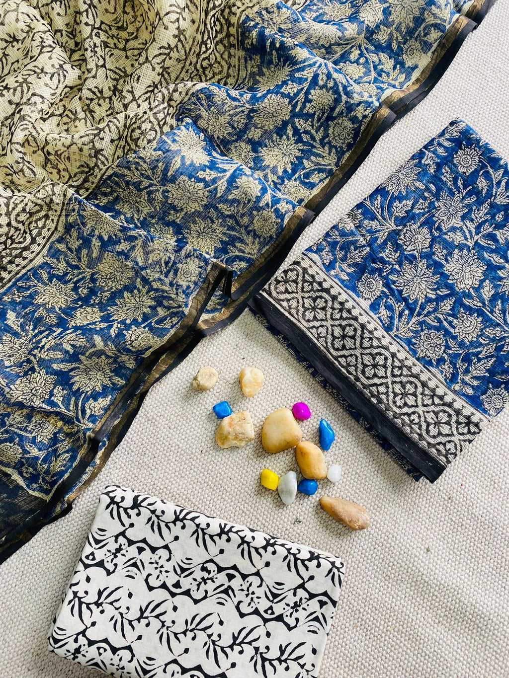 Handblock Printed Pure Kota Doria purple Suit Set