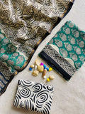 Handblock Printed Pure Kota Doria green Suit Set