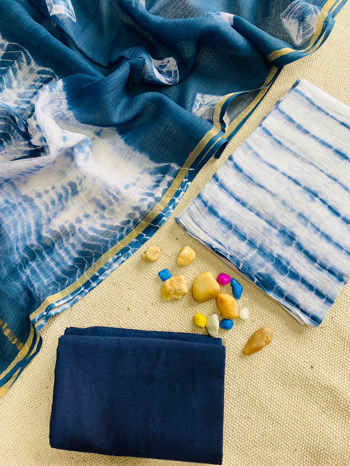 Handblock Printed Pure Kota Doria purple Suit Set