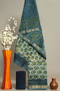Handblock Printed Pure Kota Doria green Suit Set with Cotton Pajama